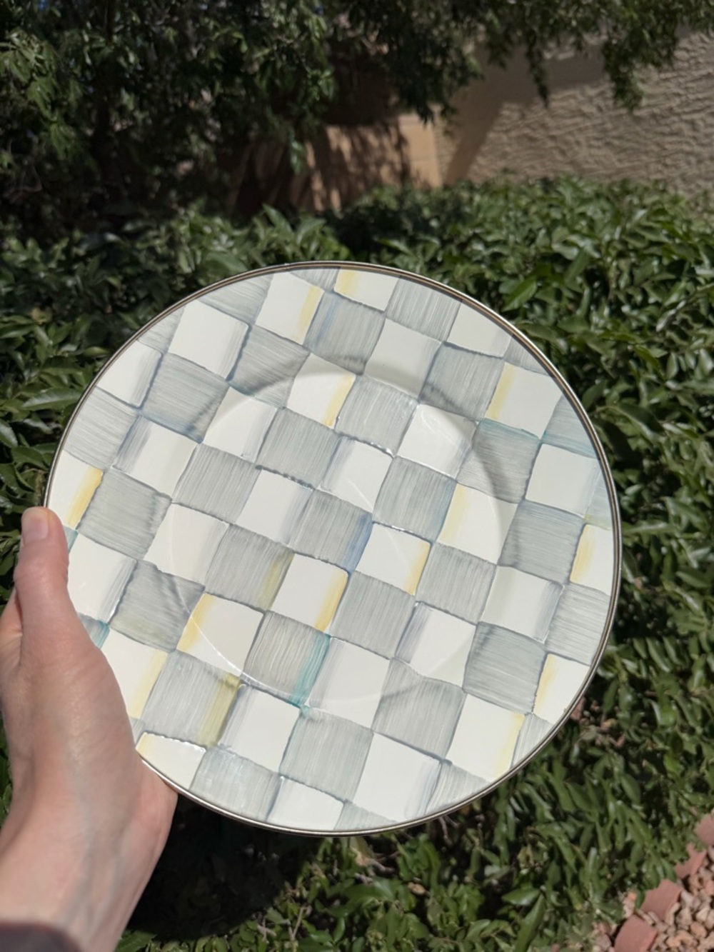 Mackenzie Childs Sterling Check Dinner Plate